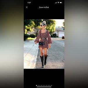 Pretty Little Thing Black Floral Print Woven Tie Back Puff Sleeve Skater Dress